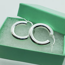 Load image into Gallery viewer, Sterling Silver 5mm Thick Tube Hoop Earrings Plain Polished 3/4-2 3/8 inch Round