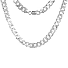 Load image into Gallery viewer, 925 Sterling Silver Beveled Edges Flat Curb Link Chain Necklace 8mm 8" to 28"