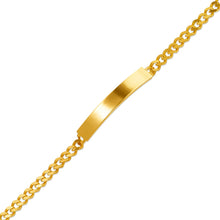 Load image into Gallery viewer, 14K Yellow Gold Shiny Curb Kids ID Bracelet 5mm/4mm Wide 6" Engraving Available