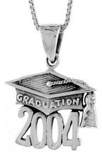 Load image into Gallery viewer, 925 Sterling Silver 2004-2006 Mortarboard Hat Pendant 3/4 Inch (19mm) Tall
