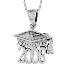 Load image into Gallery viewer, 925 Sterling Silver 2004-2006 Mortarboard Hat Pendant 3/4 Inch (19mm) Tall