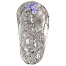Load image into Gallery viewer, 925 Sterling Silver CZ Hawaiian Hibiscus Flip Flops Pendant 3/4 Inch (19mm) Tall