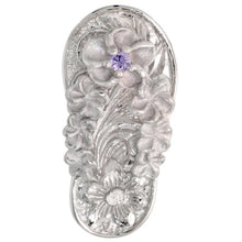 Load image into Gallery viewer, 925 Sterling Silver CZ Plumeria Flip Flops Pendant 13/16 Inch (21mm) Tall