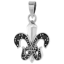 Load image into Gallery viewer, 925 Sterling Silver Fleur De Lis Pendant with CZ Stones 1 (25mm) Inch Tall