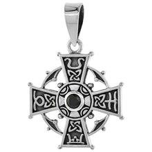 Load image into Gallery viewer, 925 Sterling Silver Maltese Celtic Cross with CZ Pendant 29/32 (23mm) Inch Tall