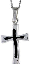 Load image into Gallery viewer, 925 Sterling Silver Various Colors Enamel Wavy Cross Pendant 1 Inch (25mm) Tall