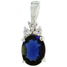 Load image into Gallery viewer, 925 Sterling Silver Oval CZ Clear Cut Birthstone Pendant 9x7mm Various Colors