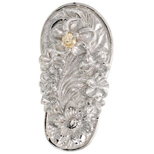 Load image into Gallery viewer, 925 Sterling Silver CZ Plumeria Flip Flops Pendant 13/16 Inch (21mm) Tall