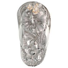 Load image into Gallery viewer, 925 Sterling Silver CZ Hawaiian Hibiscus Flip Flops Pendant 3/4 Inch (19mm) Tall