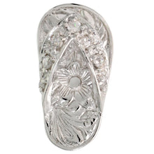 Load image into Gallery viewer, 925 Sterling Silver CZ Hawaiian Flip Flops Pendant 3/4 Inch (19mm) Tall