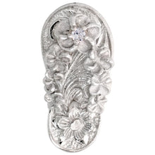 Load image into Gallery viewer, 925 Sterling Silver CZ Plumeria Flip Flops Pendant 13/16 Inch (21mm) Tall