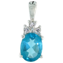 Load image into Gallery viewer, 925 Sterling Silver Oval CZ Clear Cut Birthstone Pendant 9x7mm Various Colors