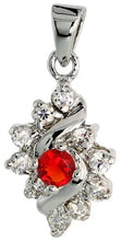 Load image into Gallery viewer, 925 Sterling Silver CZ Birthstone Diamond-Shaped Pendant 1/2 Inch (13mm) Long