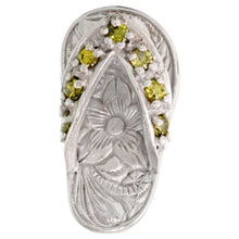 Load image into Gallery viewer, 925 Sterling Silver CZ Hawaiian Flip Flops Pendant 3/4 Inch (19mm) Tall