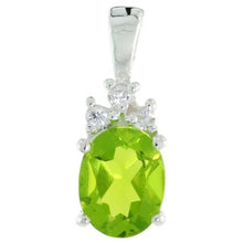 Load image into Gallery viewer, 925 Sterling Silver Oval CZ Clear Cut Birthstone Pendant 9x7mm Various Colors