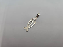 Load image into Gallery viewer, 925 Sterling Silver Christian Fish Ichthys Cross Pendant 1 1/8 Inch (28mm) Tall