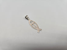 Load image into Gallery viewer, 925 Sterling Silver Christian Fish Ichthys Cross Pendant 1 1/8 Inch (28mm) Tall