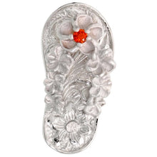 Load image into Gallery viewer, 925 Sterling Silver CZ Plumeria Flip Flops Pendant 13/16 Inch (21mm) Tall