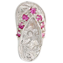 Load image into Gallery viewer, 925 Sterling Silver CZ Hawaiian Flip Flops Pendant 3/4 Inch (19mm) Tall