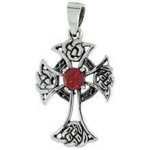 Load image into Gallery viewer, 925 Sterling Silver Rounded Celtic Cross w/ CZ Pendant 1 3/16 (30mm) Inch Tall
