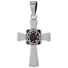 Load image into Gallery viewer, 925 Sterling Silver Plain Celtic Cross Pendant with CZ 1 1/8 (28mm) Inch Tall