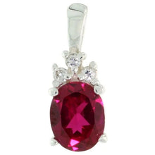 Load image into Gallery viewer, 925 Sterling Silver Oval CZ Clear Cut Birthstone Pendant 9x7mm Various Colors