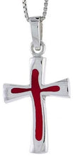 Load image into Gallery viewer, 925 Sterling Silver Various Colors Enamel Wavy Cross Pendant 1 Inch (25mm) Tall
