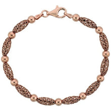 Load image into Gallery viewer, 925 Sterling Silver Thin Oval Filigree Bead Bracelet Gold Finish, 7" Long