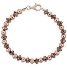 Load image into Gallery viewer, 925 Sterling Silver Spheroid Filigree Bead Bracelet Gold Finish, 7" Long
