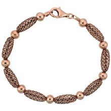 Load image into Gallery viewer, 925 Sterling Silver Oval Filigree Bead Bracelet Gold Finish, 7" Long