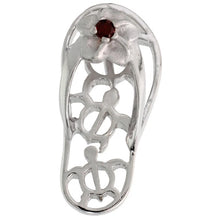 Load image into Gallery viewer, 925 Sterling Silver CZ Hawaiian Plumeria Flip Flops Pendant 1 Inch (25mm) Tall