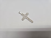 Load image into Gallery viewer, 925 Sterling Silver Thin Wire and Bead Cross Pendant 1 5/8 Inch Tall (41mm)