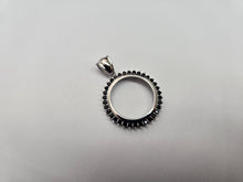 Load image into Gallery viewer, 925 Sterling Silver Black CZ Halo Nickel Coin Bezel Edge 21mm Prong Back