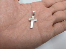 Load image into Gallery viewer, 925 Sterling Silver Large Plain Hollow Cross Pendant Italy 7/8 Inch (22mm) Tall