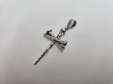 Load image into Gallery viewer, 925 Sterling Silver Large Crucifixion Nail Cross Pendant 1 3/8 Inch (35mm) Tall