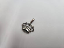 Load image into Gallery viewer, 925 Sterling Silver Antiqued Finish Floral Crown Pendant 3/4 (19mm) Inch Tall
