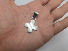 Load image into Gallery viewer, 925 Sterling Silver Flat Plain Greek Cross Pendant 3/4 Inch (19mm) Tall