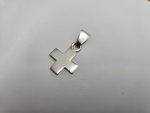 Load image into Gallery viewer, 925 Sterling Silver Flat Plain Greek Cross Pendant 3/4 Inch (19mm) Tall