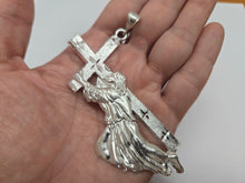 Load image into Gallery viewer, 925 Sterling Silver Jesus Carrying Cross Pendant 3 1/2 (88mm) Inch Tall