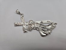 Load image into Gallery viewer, 925 Sterling Silver Jesus Carrying Cross Pendant 3 1/2 (88mm) Inch Tall