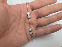 Load image into Gallery viewer, 925 Sterling Silver Fine Double Circle Station Bracelet with CZ 7.5" Long