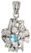 Load image into Gallery viewer, 925 Sterling Silver Cocktail CZ Birthstone Pendant 1/2 Inch (13mm) Long
