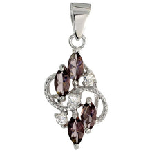 Load image into Gallery viewer, 925 Sterling Silver CZ 4-Stone Navette-Shaped Pendant 1/2 Inch (13mm) Long