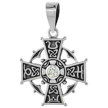 Load image into Gallery viewer, 925 Sterling Silver Maltese Celtic Cross with CZ Pendant 29/32 (23mm) Inch Tall