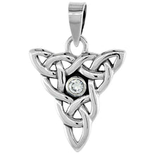 Load image into Gallery viewer, 925 Sterling Silver Triquetras Trinity Knot Pendant with CZ 1 (25mm) Inch Tall