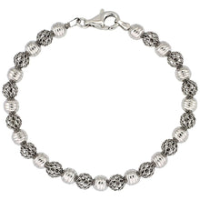 Load image into Gallery viewer, 925 Sterling Silver Corrugated Filigree Bead Bracelet Gold Finish, 7" Long