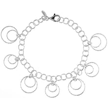Load image into Gallery viewer, 925 Sterling Silver Wire Hoop Circles Bracelet Diamond Cut 22mm, 8" Long