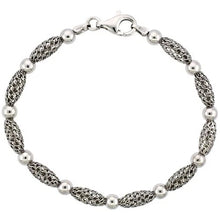 Load image into Gallery viewer, 925 Sterling Silver Thin Oval Filigree Bead Bracelet Gold Finish, 7" Long