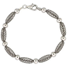 Load image into Gallery viewer, 925 Sterling Silver Oval Filigree Bead Bracelet Gold Finish, 7" Long