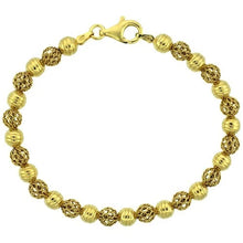 Load image into Gallery viewer, 925 Sterling Silver Corrugated Filigree Bead Bracelet Gold Finish, 7" Long